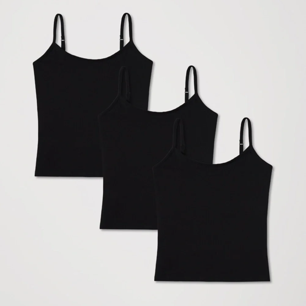 Pact Women's Black Slim Spaghetti Strap Tank Tops - Pack of 3 - Picture 1 of 5